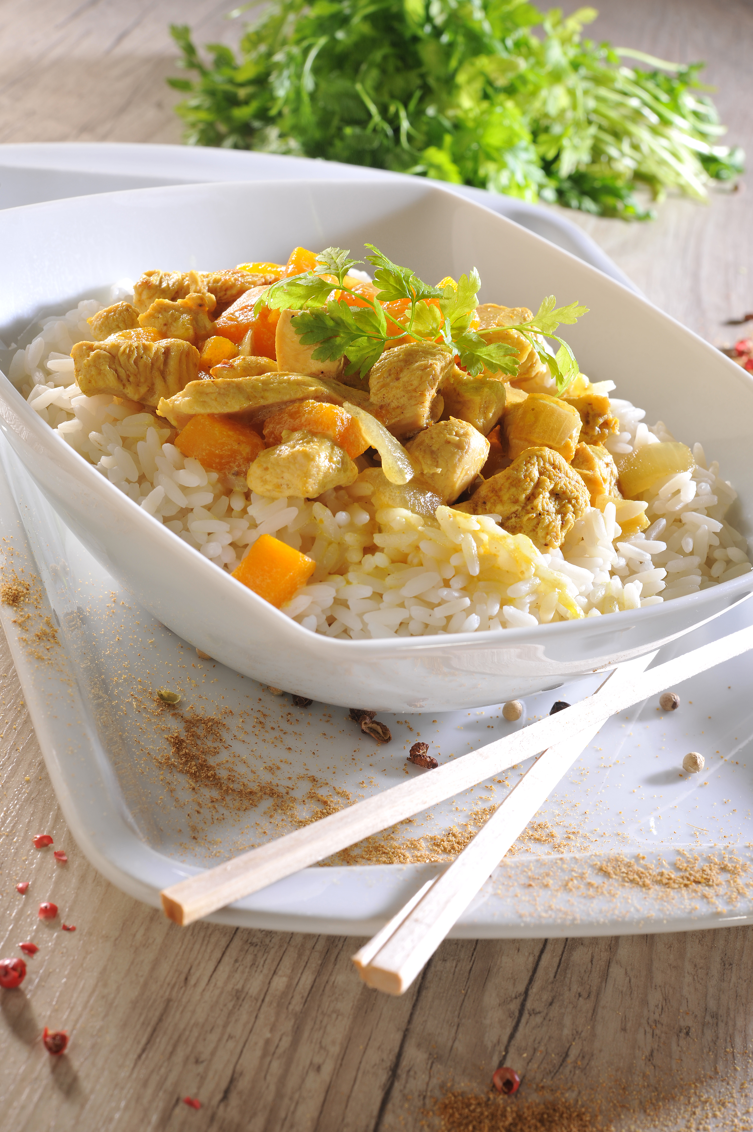poulet au curry coco et courge butternut