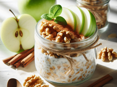 Overnight oats med æble og valnødder