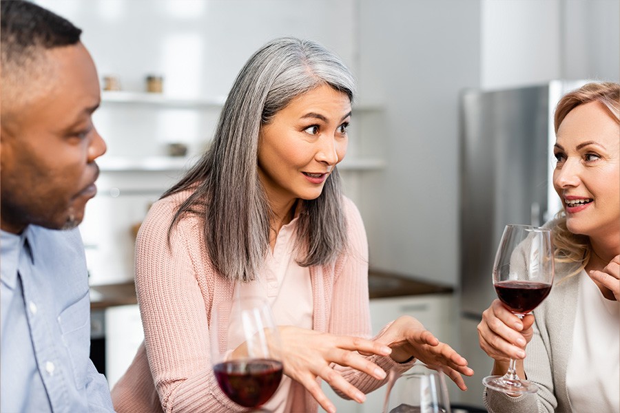 People drinking wine