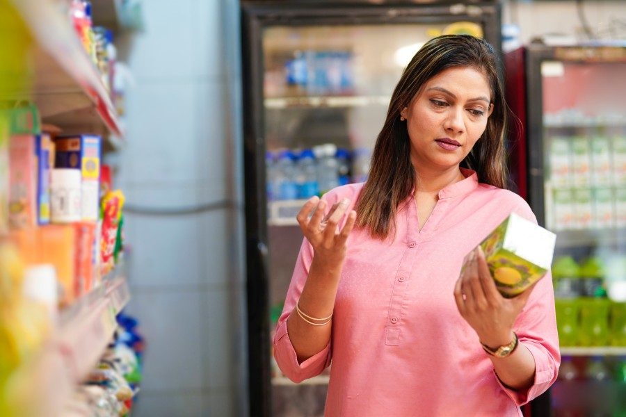 Woman buying groceries