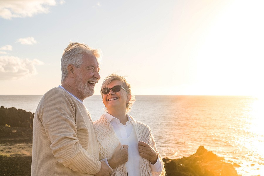 two people smiling