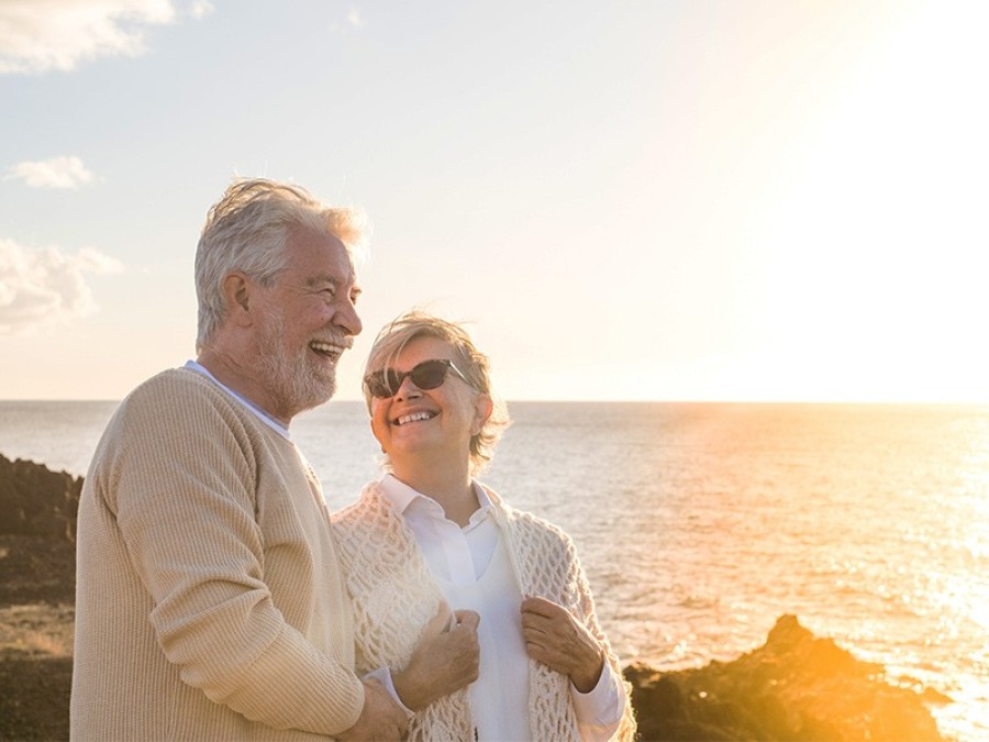 two people smiling