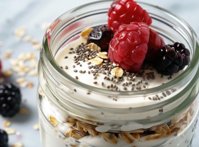 Proteinrik yoghurt med havregryn och nyttiga frön