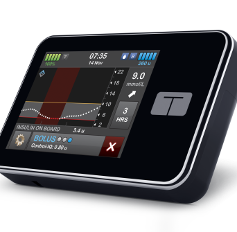 Front view of the t:slim X2 Insulin Pump