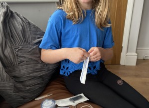 Isabella doing a set change