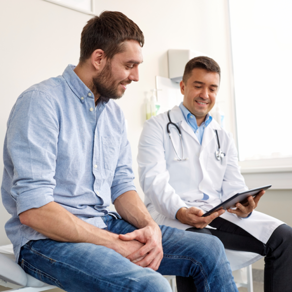 Person discussing HbA1c test